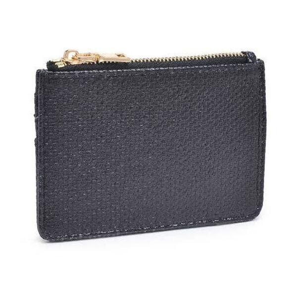 Afina Card Holder Slim Wallet Black Snake Print - Picture 1 of 6